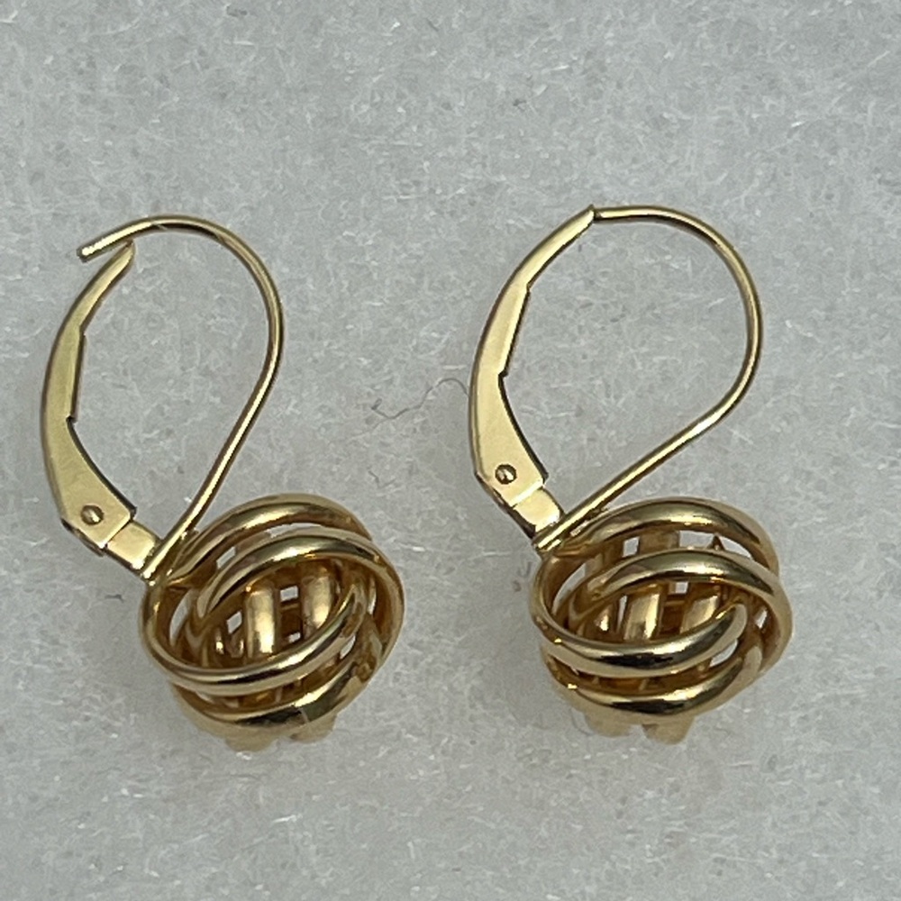 14K Yellow Gold Love Knot Drop Earrings, Dangle Earring, Drop Earring 2g